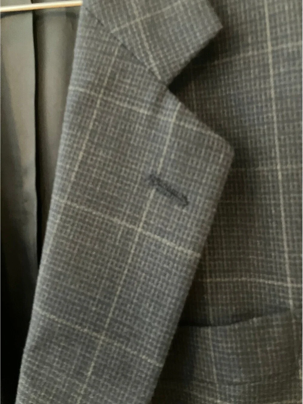 Geoffrey Beene Signature Mens 42R Navy Windowpane Blazer Wool Sport Coat Plaid